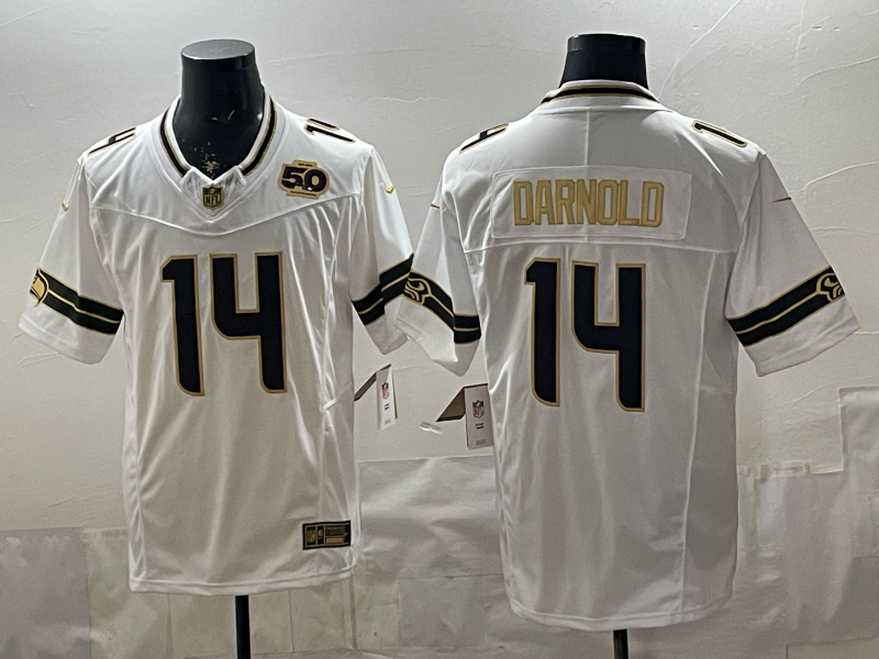 Men 2026 Seattle Seahawks #14 Darnold White Nike Limited NFL Jersey 002